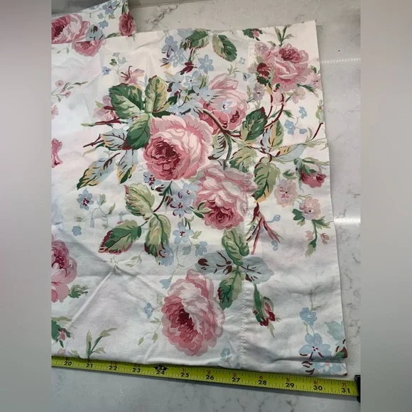 Vtg Lauren Ralph Lauren Cream Floral Cottagecore Pond Cotton Pillowcase Set 2 - Picture 5 of 8